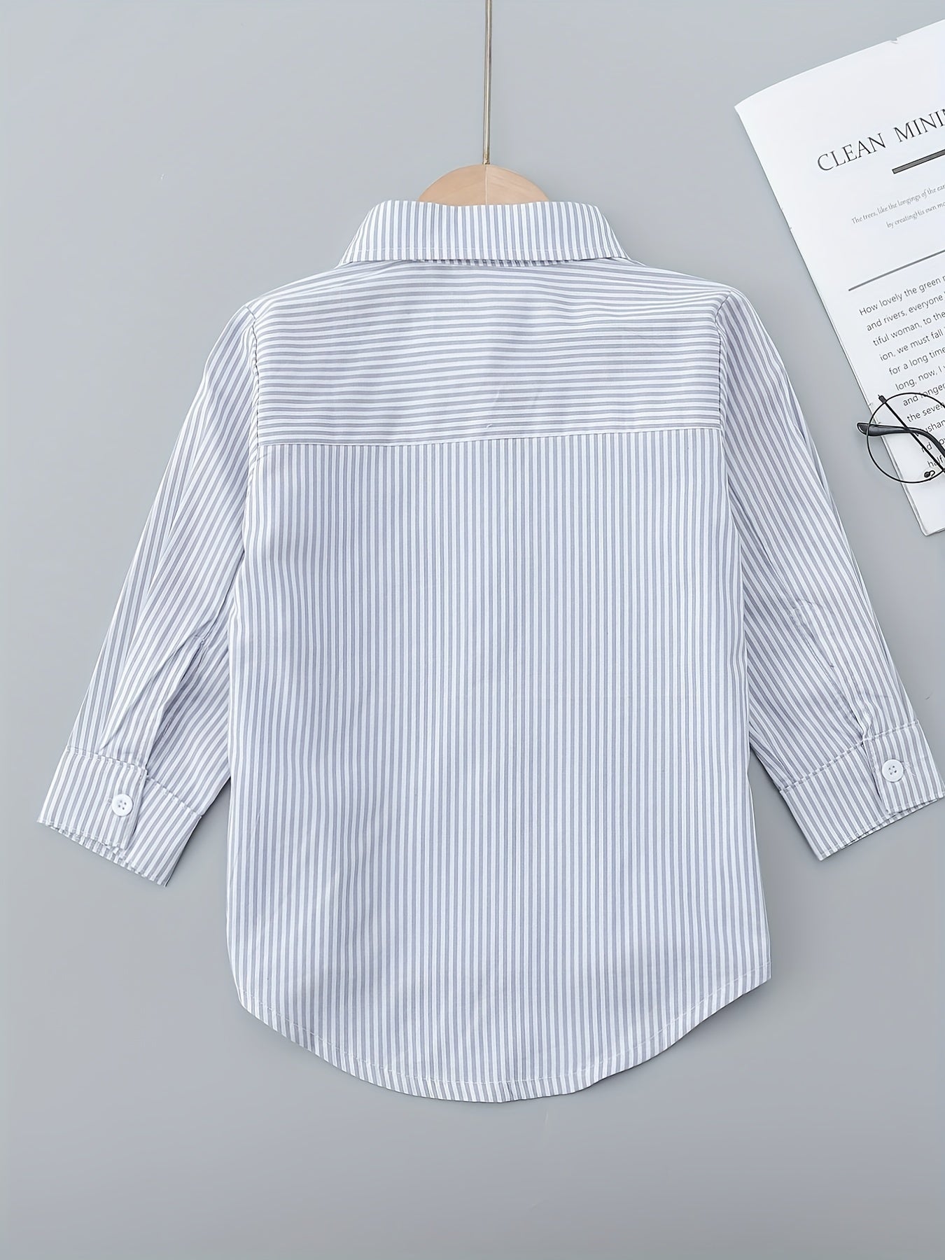 Girls Stripe Creative Top Long Sleeve Lapel Shirt