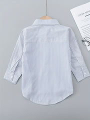 Girls Stripe Creative Top Long Sleeve Lapel Shirt
