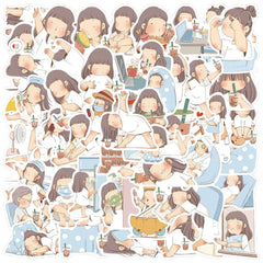 50pcs Cartoon Girl Stickers for Phone Notebook Water Cup Decoration