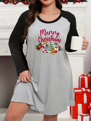 Christmas Lounge Dress Santa Claus Raglan Long Sleeve Night