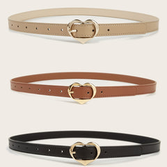 Heart Buckle PU Leather Belt for Girls