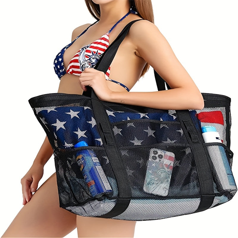 Outdoor Swimming Beach Bag Fitness Mesh Storage Tote Bag