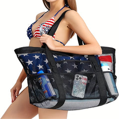 Outdoor Swimming Beach Bag Fitness Mesh Storage Tote Bag
