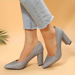 Solid Block Heels Dress Pumps Stylish Party Heels
