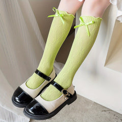 Ruffled Lace Bow High Socks for Girls