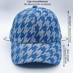 Houndstooth Baseball Cap Distressed Dad Hat Hip Hop Sun Hat
