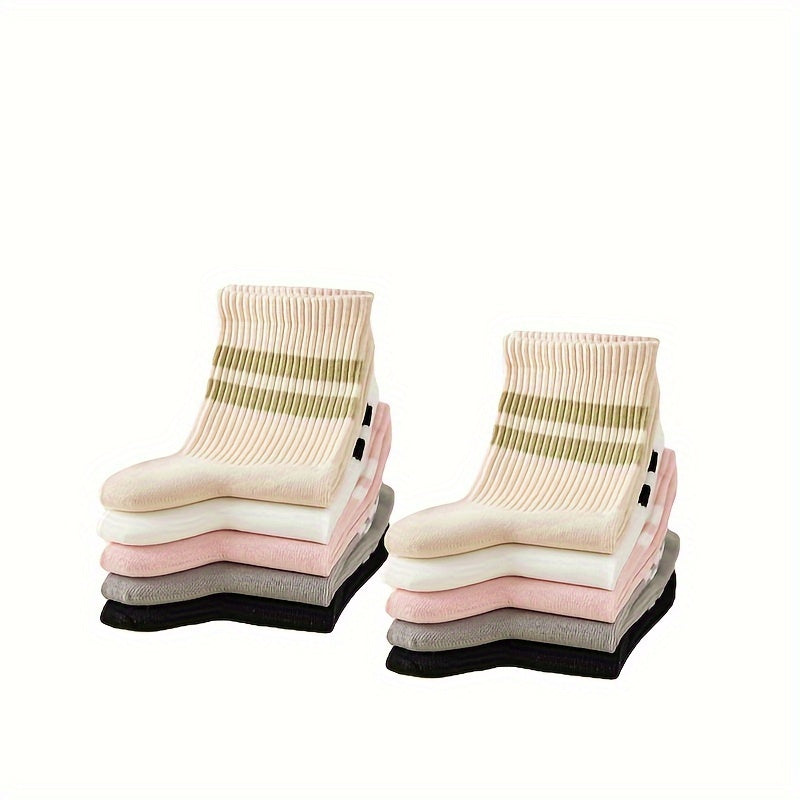 10 Pairs Striped Sports Socks for Women