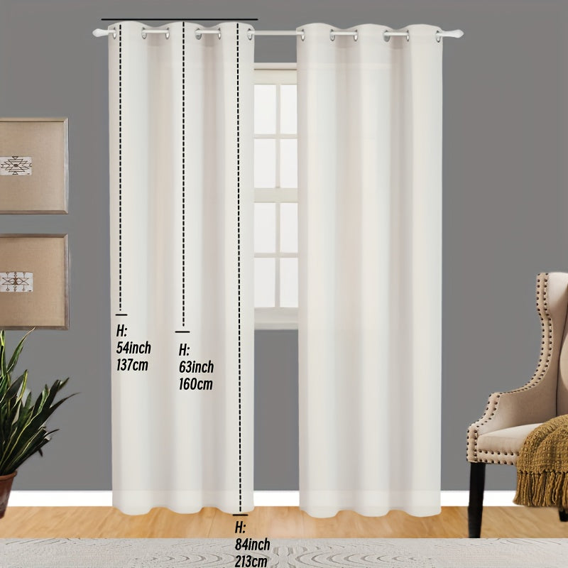 2 Panels Faux Linen Curtains Grommet Top Light Filtering Privacy Curtains