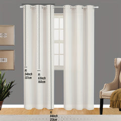 2 Panels Faux Linen Curtains Grommet Top Light Filtering Privacy Curtains