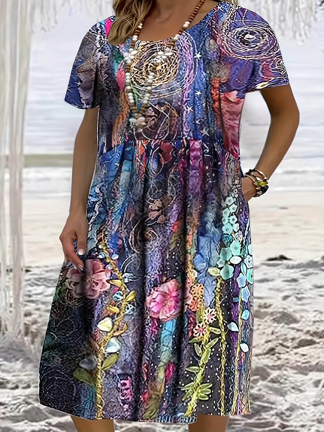 Floral Print Dress with Pockets