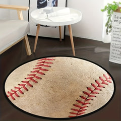 Baseball Rug Circle Retro Rug Round Area Throw Rugs For Boys Men