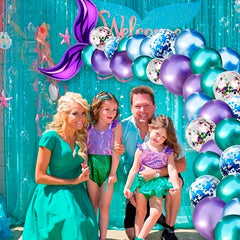 44pcs Mermaid Tail Glitter Balloon Set Party Birthday Decoration