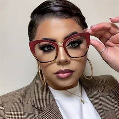 Cat Eye Clear Lens Glasses For Women Men Mod Block Rivet