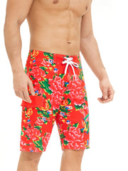Flower Pattern Men's Swim Trunks Quick Dry Drawstring Beach Shorts