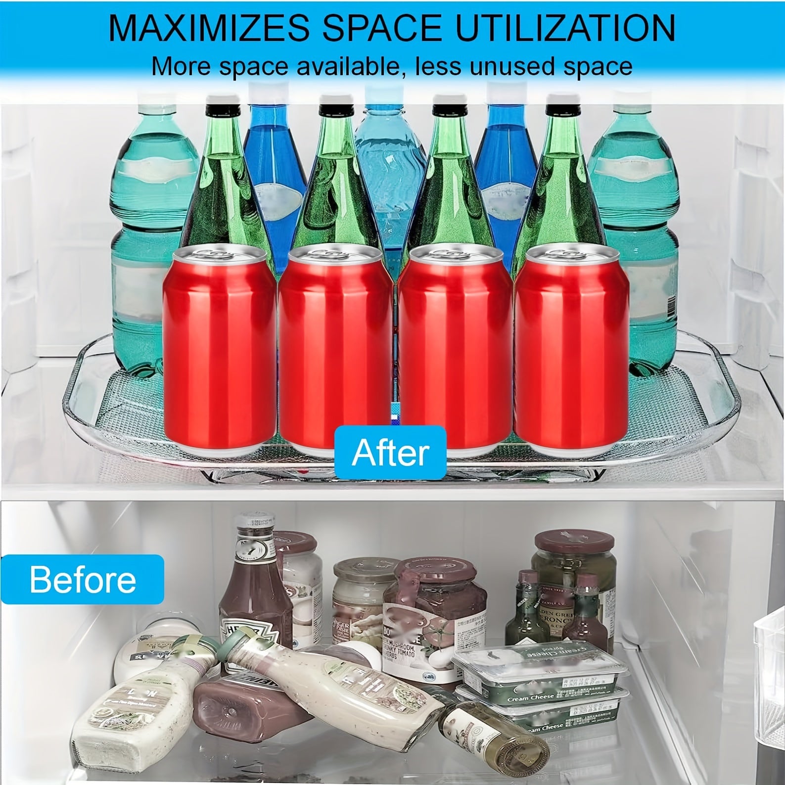 Refrigerator Lazy Susan Organizer - Condiment Storage Rack