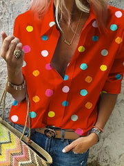 Polka Dot Print Long Sleeve Shirt
