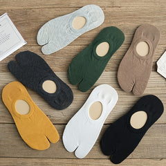 Women's Cotton Toe Separated Two Finger Socks - Anti Skid Low Cut Socks