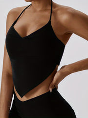 Solid Halter Cami Crop Top Backless All match Top Women's Lingerie