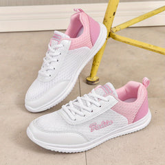 Women's Breathable Mesh Sneakers Low Top Lace Up Shoes