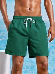 Solid Casual Elastic Waist Drawstring Lounge Shorts for Men