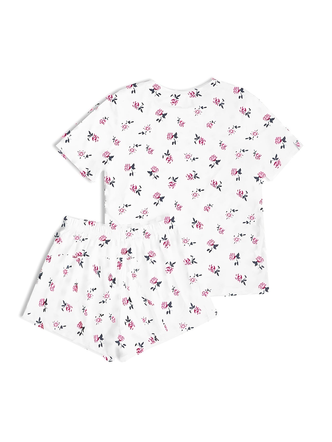 Floral Print Lounge Set Short Sleeve T Shirt & Shorts Women's Loungewear