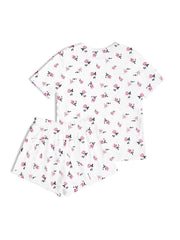Floral Print Lounge Set Short Sleeve T Shirt & Shorts Women's Loungewear