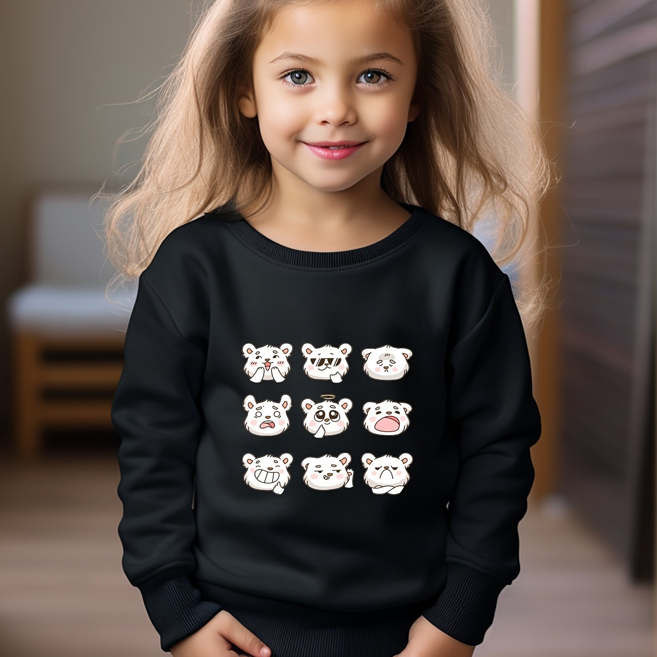 Cute Cartoon Bear Graphic Sweatshirt for Kids - Christmas Gift