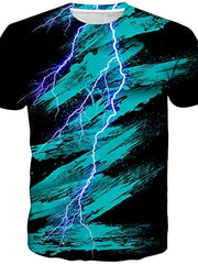 Men's Brush Stroke & Lightning Graphic T shirt Casual 3D Print Tee