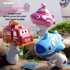 Convertible Fire Truck & Water Gun Toy Manual Pump Spray Dual Play