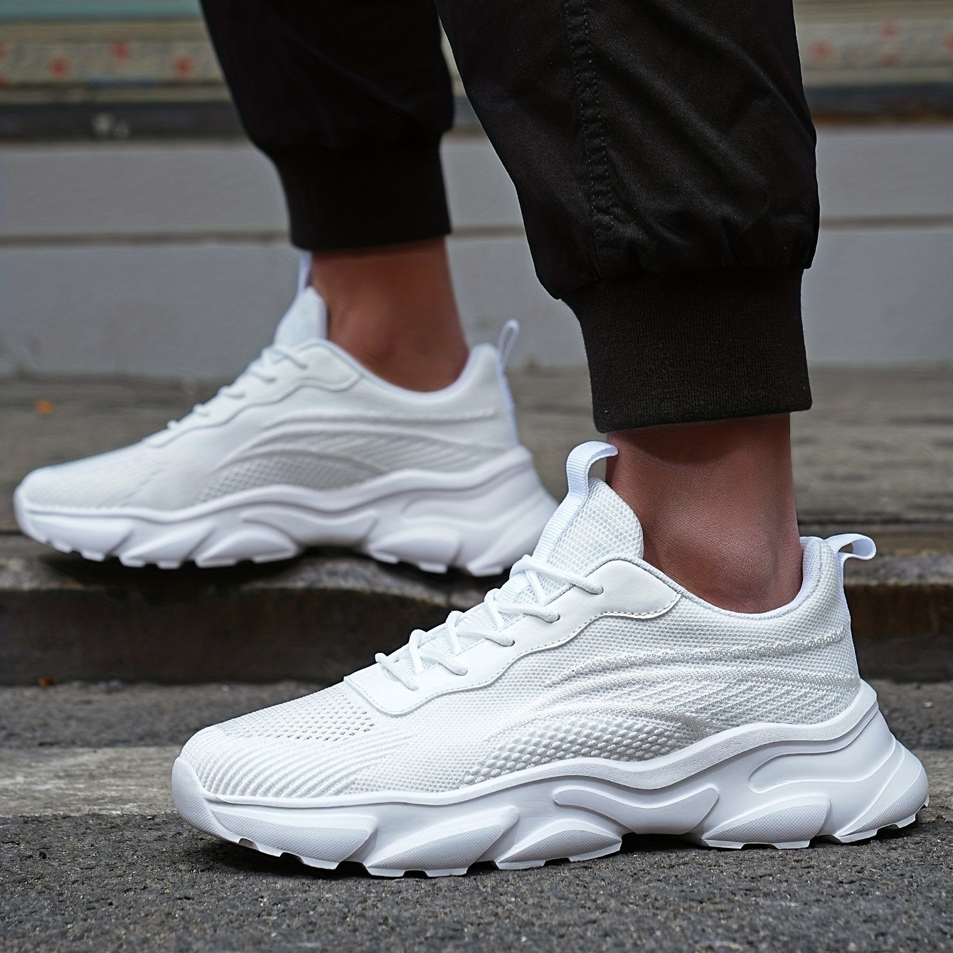 Men's Chunky Knit Sneakers for Jogging Gym