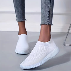 Women's Solid Cor Knitted Sneakers Breathable Slip On Jumping Rope Shoes