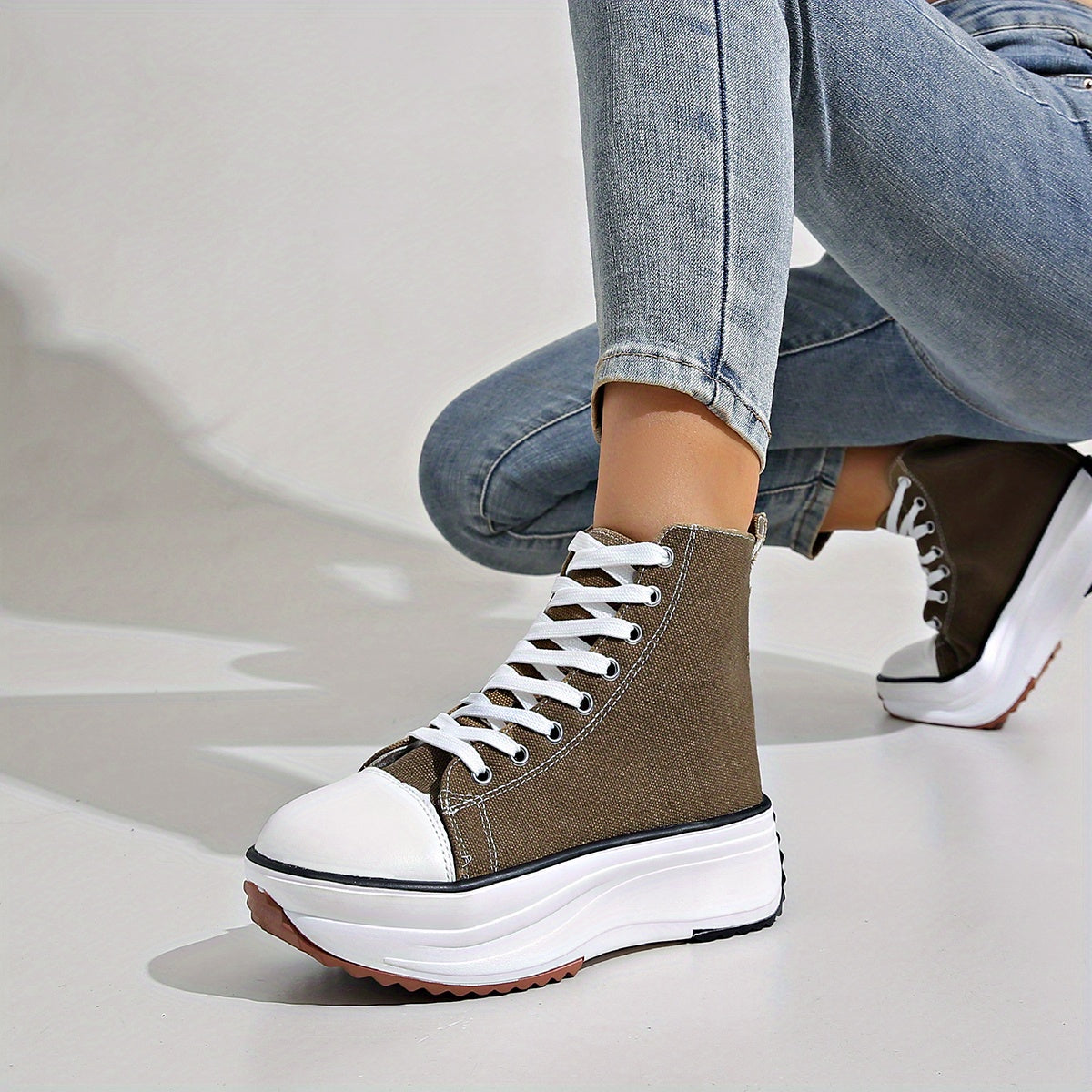 Women's Camo High Top Canvas Sneakers Lace Up Platform