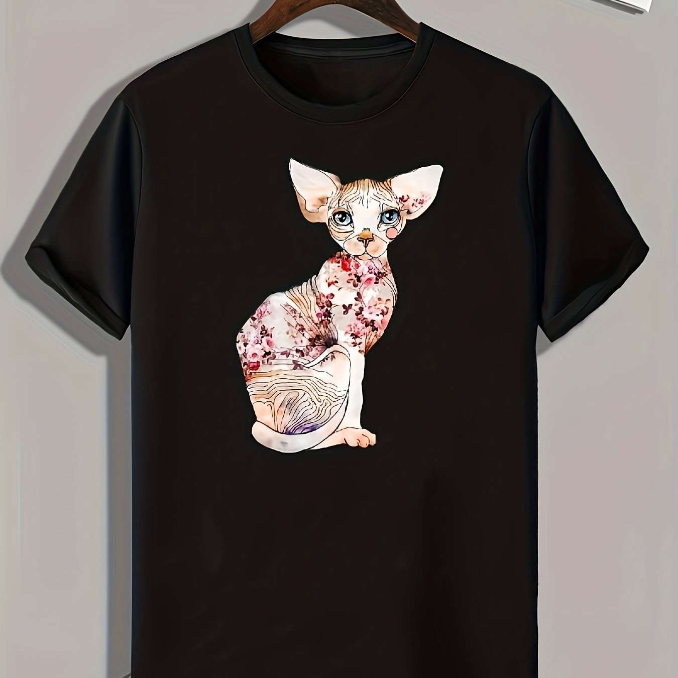 Dog With Flowers Print Men's Graphic T shirt Casual Comfy Tees
