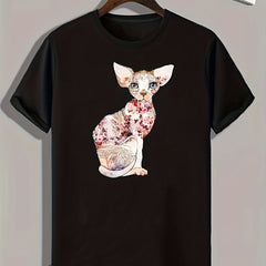Dog With Flowers Print Men's Graphic T shirt Casual Comfy Tees