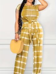 Women's Plus Tie Dye Stripe Print Top & Pants Set