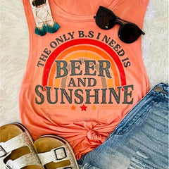 Letter & Rainbow Print Tank Top