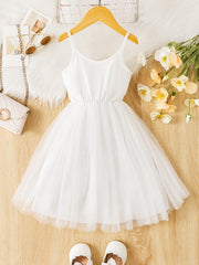 Girls Tutu Dress Sleeveless Mesh Princess Dresses For Party Dance Performance