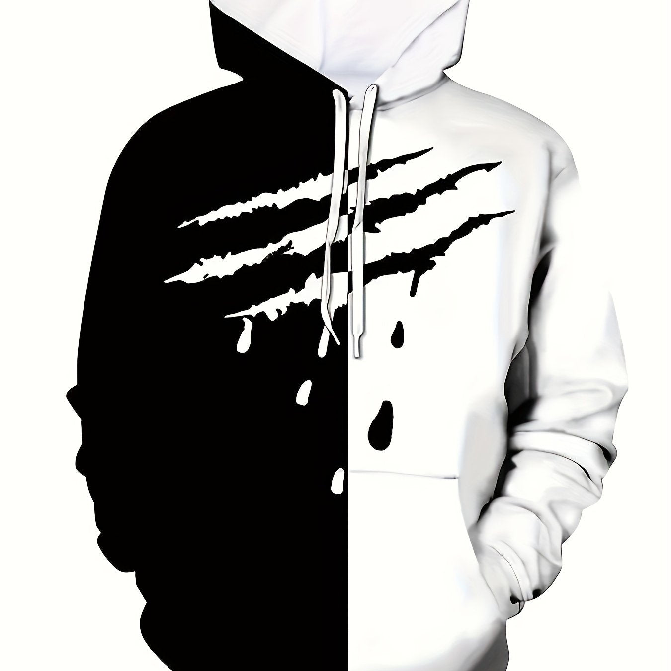 Scratches Print Block Hoodie For Men