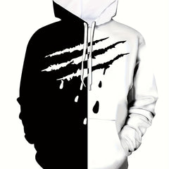 Scratches Print Block Hoodie For Men