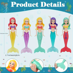 5pcs Mermaid Bath Toys for Girls & Boys with Gloves & Scarf
