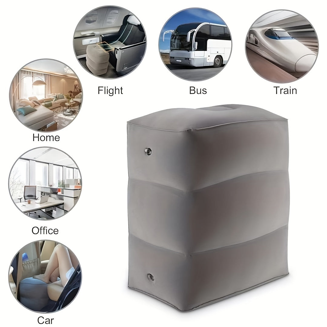 Portable 3-Layer Flocking Footstool for Travel and Car
