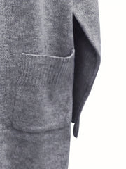 Retro Cardigan Open Front Long Sleeve High Stretch With Pockets