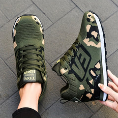 Women's Camo Sneakers Knitted Letter Non Slip Outdoor Shoes