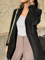 Double Breasted Blazer Lapel Long Sleeve Outerwear