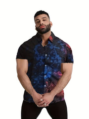 Men's Camp Collar Bowling Shirt Short Sleeves
