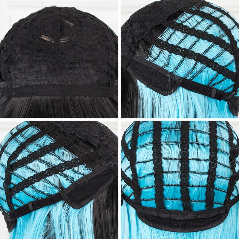 Gradient Double Layer Straight Wig Ponytail Cosplay Wig