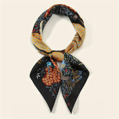Floral Print Satin Square Scarf Bandana Neckerchief Head Wrap