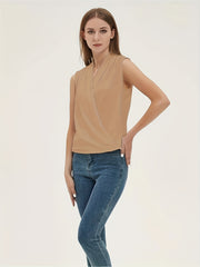 Solid Sleeveless Ruched Top for Women