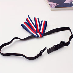 Striped Ribbon Red Bow Tie Bowknot Pre-tied Neckties for Women
