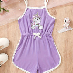 Toddler Girls Unicorn Graphic Cami Rompers Jumpsuits